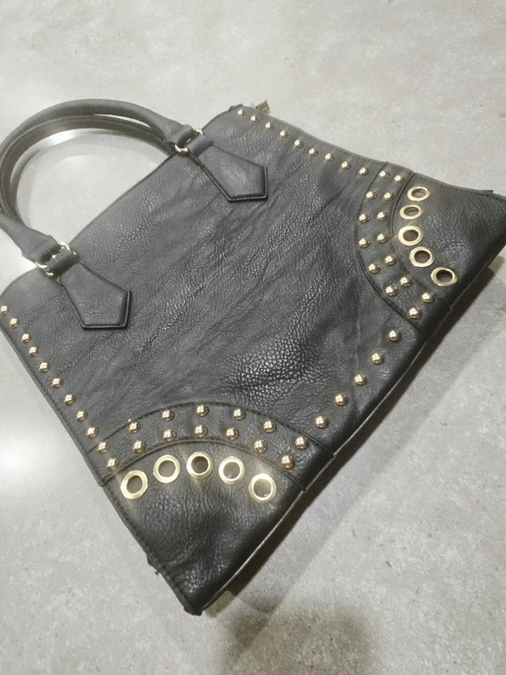 SOURCE UNKNOWN Women's Black Faux Leather Shoulder Bag - Large - Picture 6 of 14